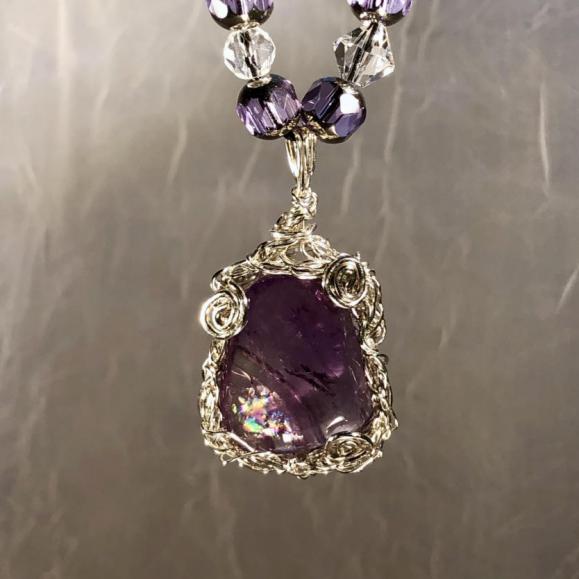 Opalized Amethyst in Sterling Sliver with crystals
