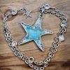 Sea Glass & Bling Heart Starfish Pendant
