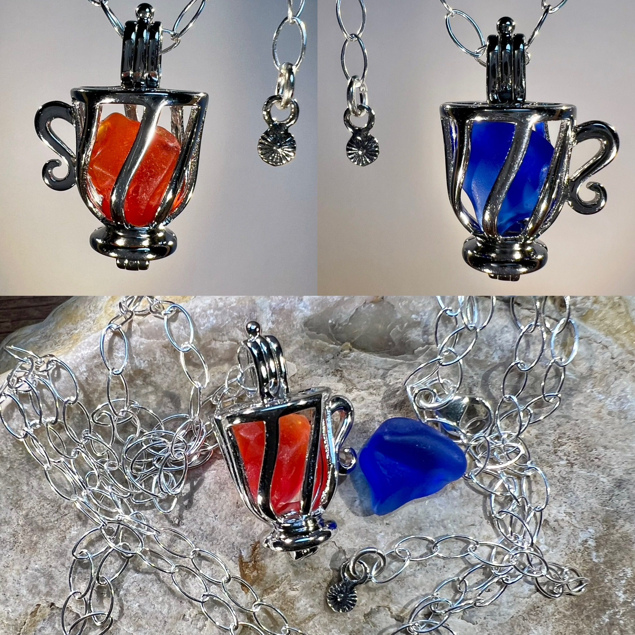 Sea Glass Teacup Necklace