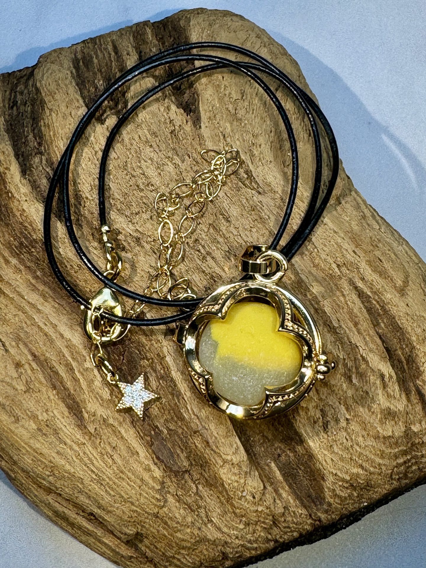 Yellow & White Pacifica Sea Glass Marble Pendant