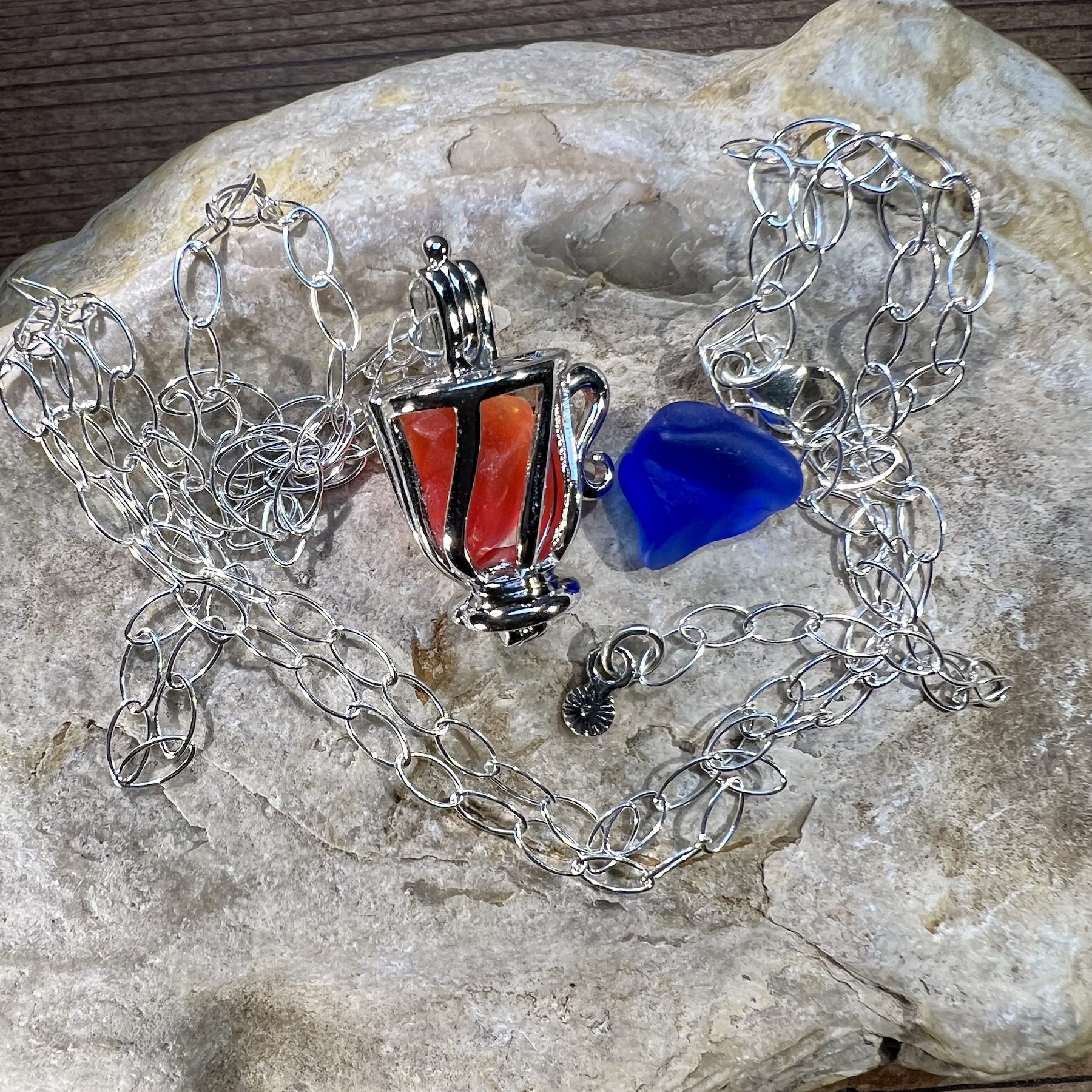 Sea Glass Teacup Necklace - Image 3