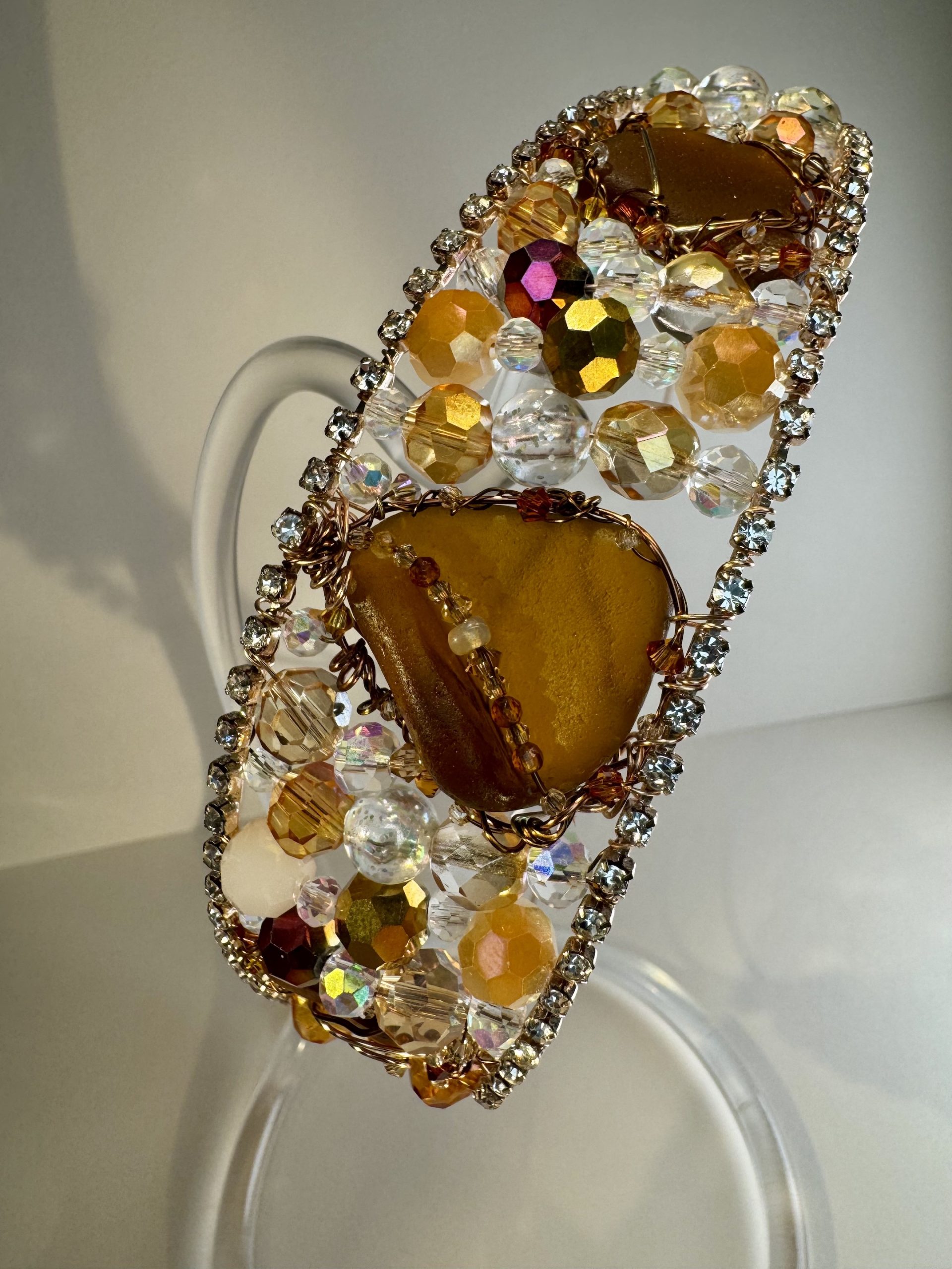 Amber Sea Glass Sparkling Tiara
